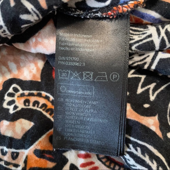 H&M Orange Multicolor Geometric Short Sleeve Kaftan Dress Size 2 - Picture 7 of 10